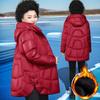 Women's Winter Thickened Jackets Down Cotton Parkas Hooded Quilted Pockets Coat Middle Aged Women Overcoat