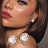 Elegant Geometric Personality Irregular Pearl Metal Earrings for Women Gold Silver Color Jewelry