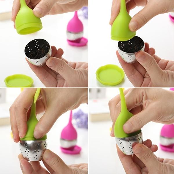 Заварник для листового чая с зеленым держателем