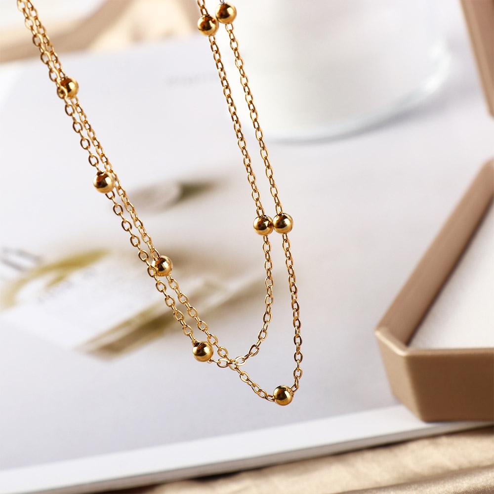 Двухслойный модный браслет на щиколотку из титановой стали с бусинами, классика лета