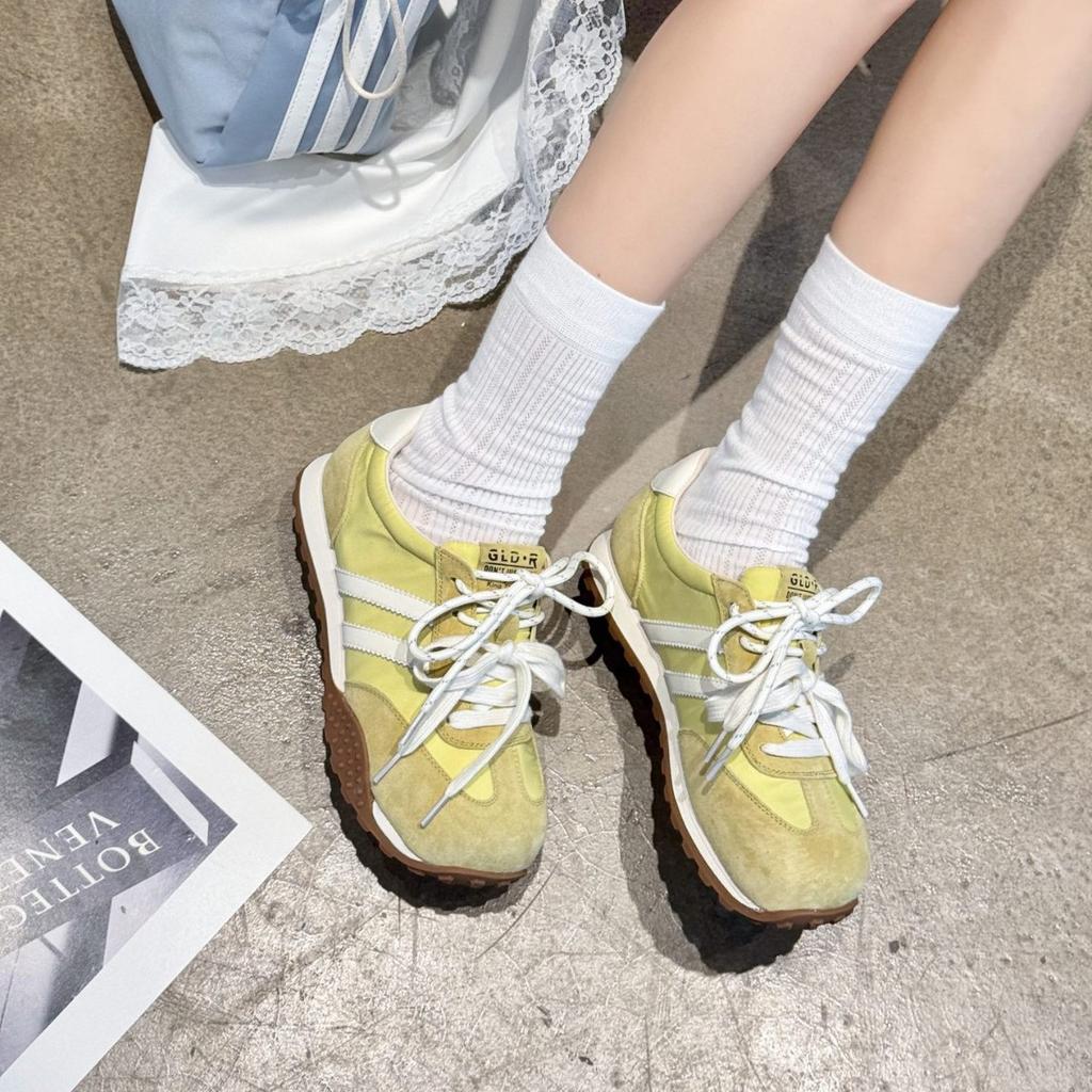 Кожаные ретро-кроссовки Forrest Gump женские весна 2025 года новая пара шнурков дышащая легкая обувь на платформе для спорта и отдыха