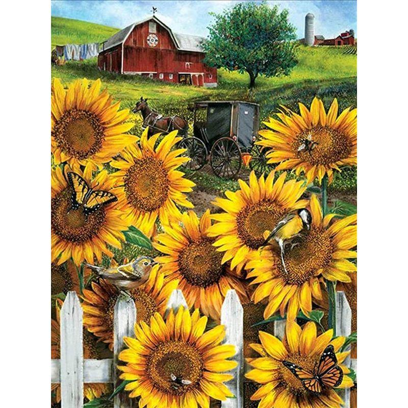 5d Diy Diamond Painting Full Round Mosaic Sunflowers Diamond Embroidery Flower Kit Handicraft Decoration For Home