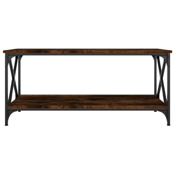 823309 vidaXL Coffee Table Smoked Oak 100x50x45 Cm Engineered Wood and Iron