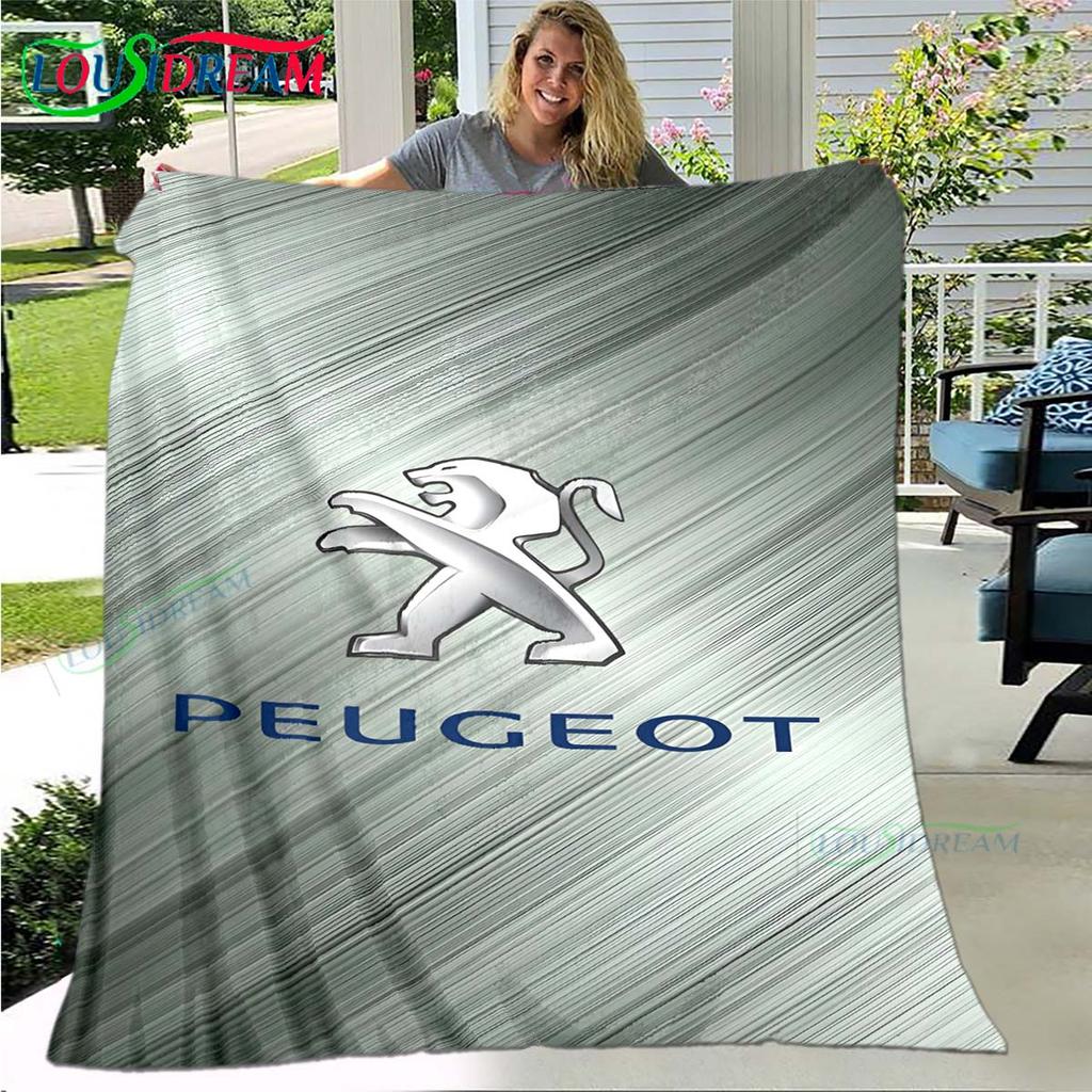 Fashion Car P-Peugeot Logo Blanket Flannel Throw Blanket For Home Bedroom Bed Sofa Picnic Office Hiking Leisure Nap Gift