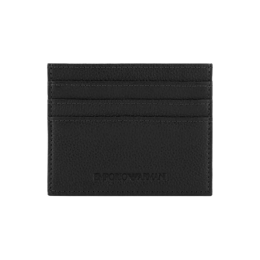 Emporio Armani Простая Кожаная Монетница с Отсеком для Карт, Складывающаяся, Логотип Бренда "Личи Зерно", Мужской Кошелек, Черный Y4R568-YQ13X-80648