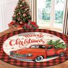 Christmas Area Rug Non Slip Round Rug for Living Room Washable Circle Rugs for Bedroom Christmas Floor Carpet for Dining Room