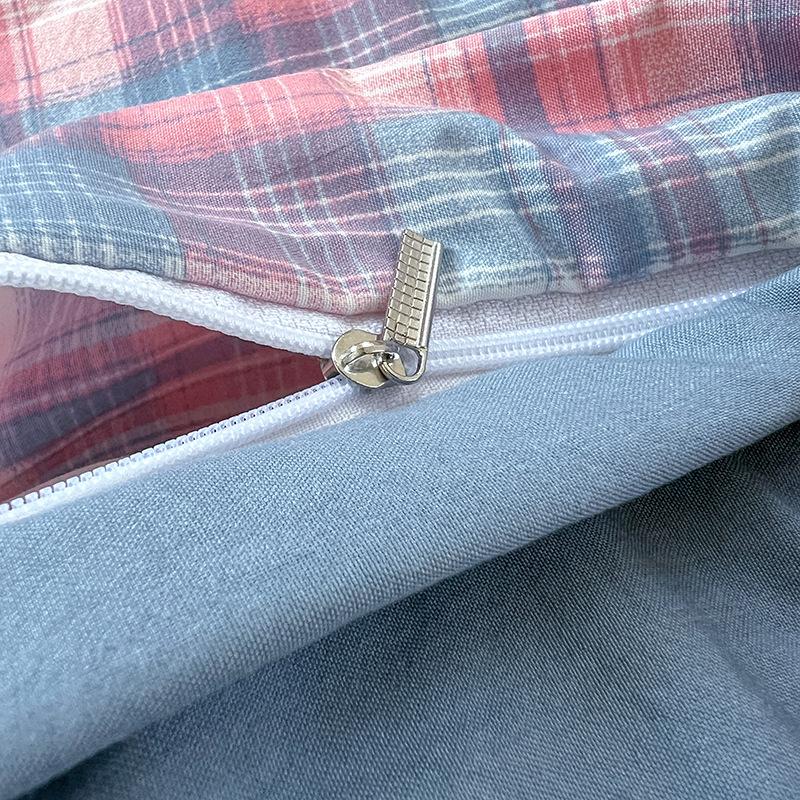 Стираный, приятный для кожи комплект постельного белья простыня наволочка пододеяльник решетка