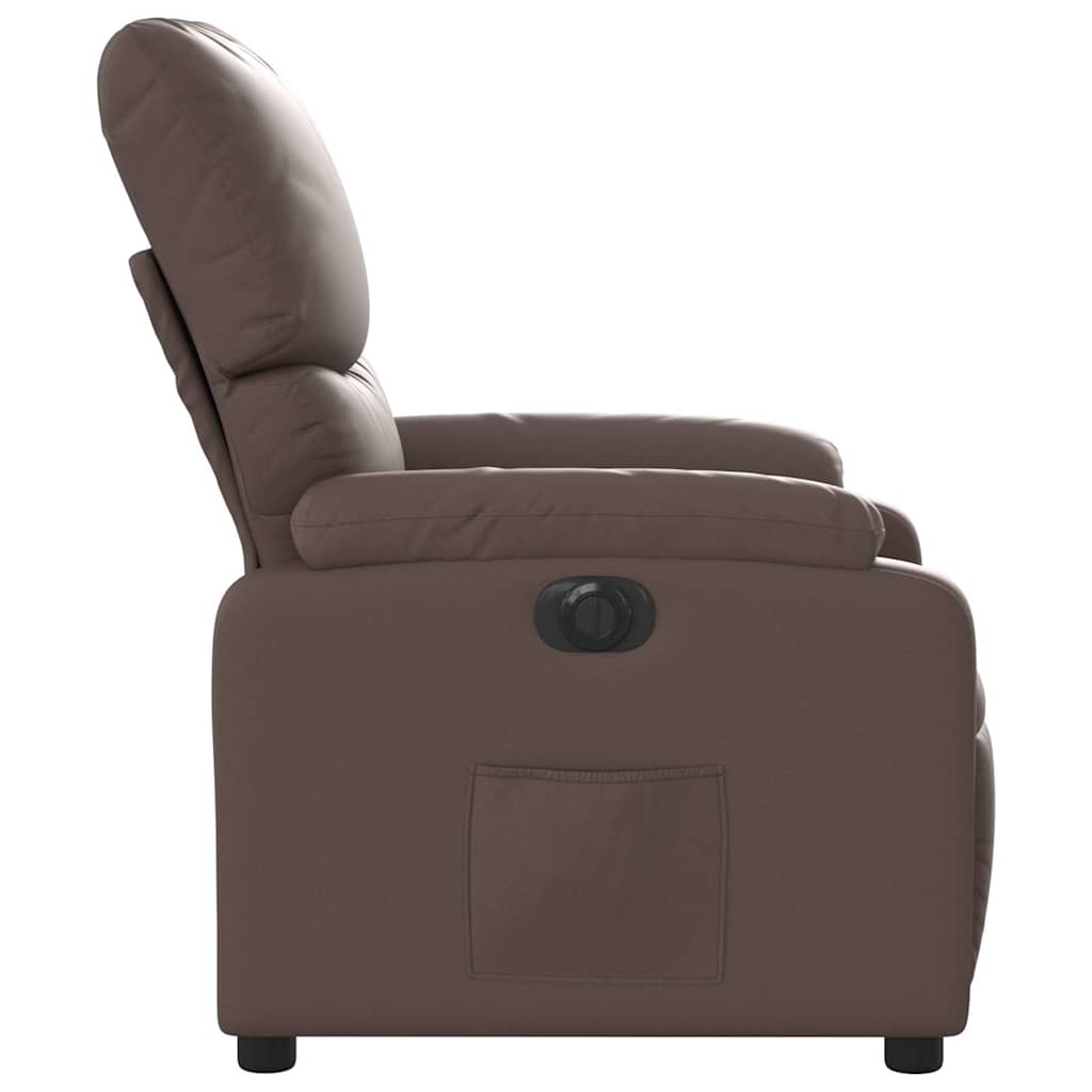 Electric Recliner Chair Brown Faux Leather