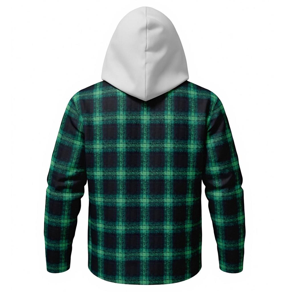 Men's Striped Plaid Casual Loose Button Lapel Long Sleeve Hooded Cardigan Shirt Jacket