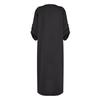 Women's Cotton And Linen Solid Color Casual Round Neck  Double Side Pockets 3/4 Sleeve Long Dress