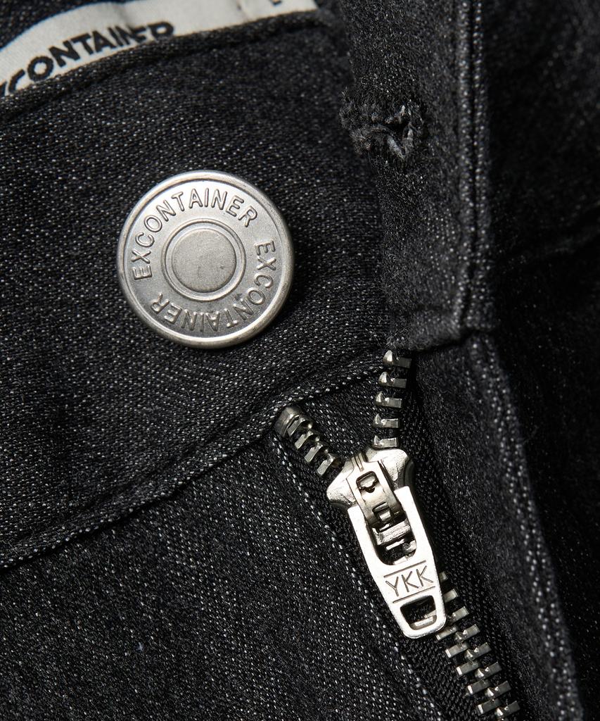 EXCONTAINER Low Fade Bermuda Denim Pants (Washed Black)