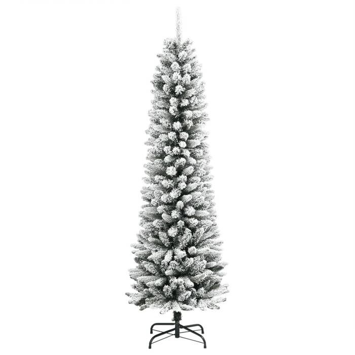 VidaXL Sapin de Noël artificiel mince avec neige floquée 240 cm PVC/PE, arbre de Noël artificiel, arbre artificiel, ornement 4019689