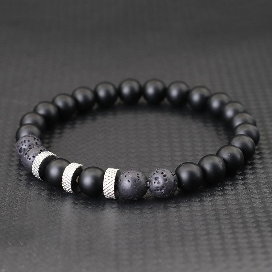 Stylish Men Bracelet 8mm Natural Volcanic Blue Howlite Tiger Eye Stone Beaded Braclet Retro String Braslet Casual Accessories