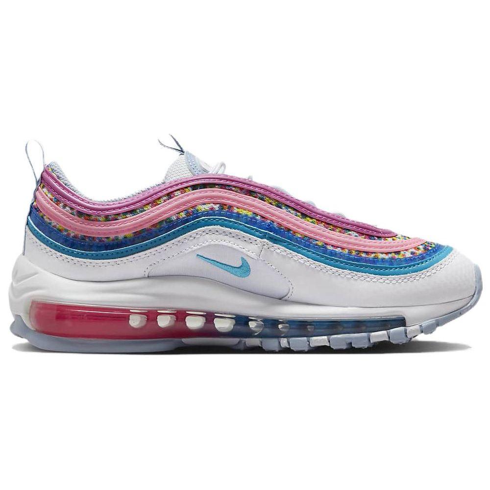 Nike Air Max 97 SE GS Bright Colors! Kids Sneakers White Active-Fuchsia Blue-Whisper DV7550-100