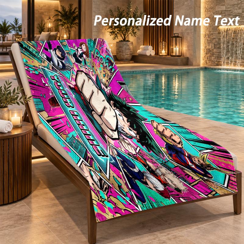 My Hero Academia Custom Name Beach Towel Large Soft Towel for Indoor Bathroom Outdoor Beach