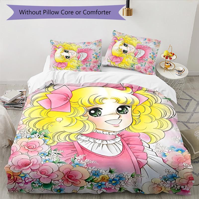 Candy Candy 3pcs Bedding Set Duvet Cover Closure Includes 1 Duvet Cover & 2 Pillowcases for All Seasons Bedroom Home Dorm Decor