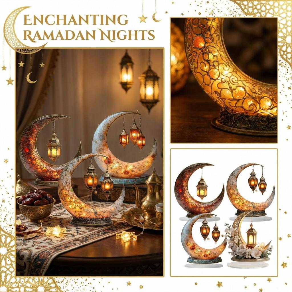 Двумерное акриловое украшение в виде луны, Декор для дома на Рамадан