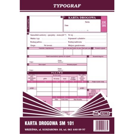 A5 SM 101 road card for passenger cars