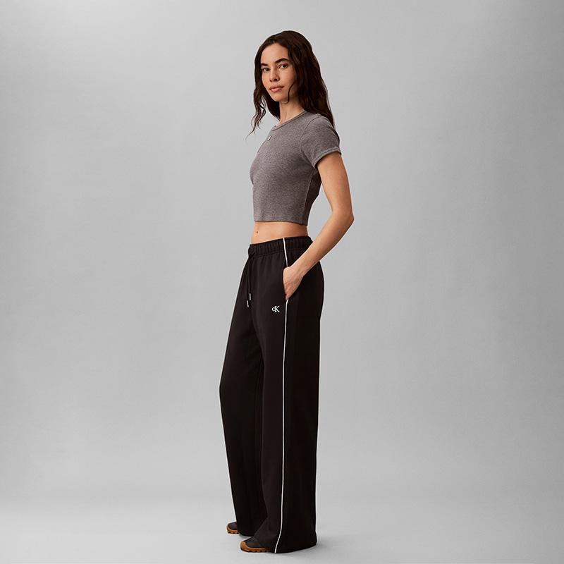 Calvin Klein Джинсы Модный Цветной Блок Полосатые Вышитые На Шнурке Талия Широкие Штаны-Джоггеры Женские Низ 47H258G