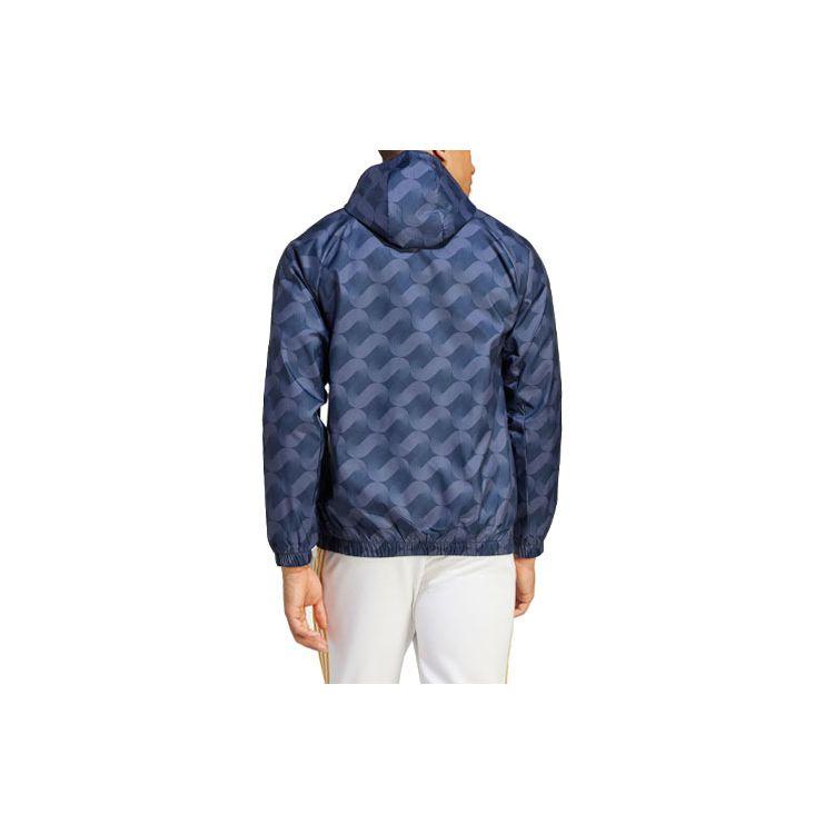 Adidas Ветровка Real Madrid DNA со сплошным принтом, мужская куртка Legendary, чернильно-синяя, HY0615