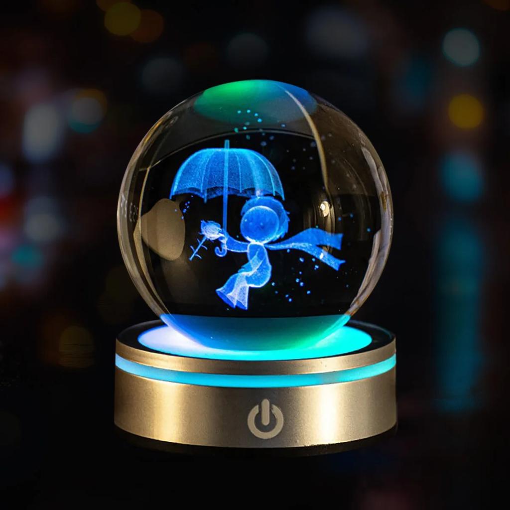 Хрустальный шар, ночные огни, светящаяся планета, галактика, астронавт, 3D RGB, лунная настольная лампа, атмосферная лампа, настольные украшения, подарки для детей