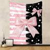 Pink Glitter Bow on Striped Background Patterned tapestry home decor, suitable for bedroom and living room, gift