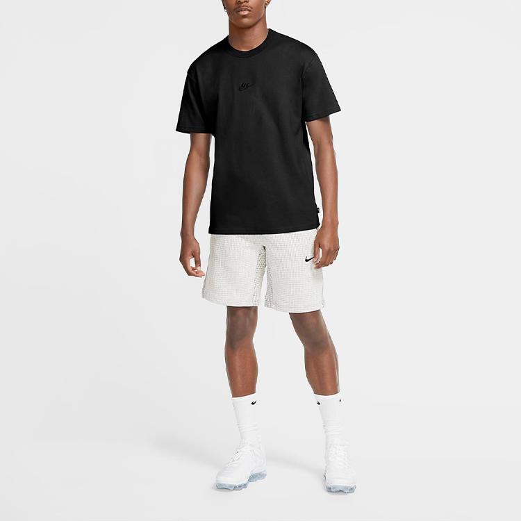 Nike Сплошная цветная футболка с вышивкой логотипа и круглым вырезом с коротким рукавом, мужские топы, черный DB3194-010