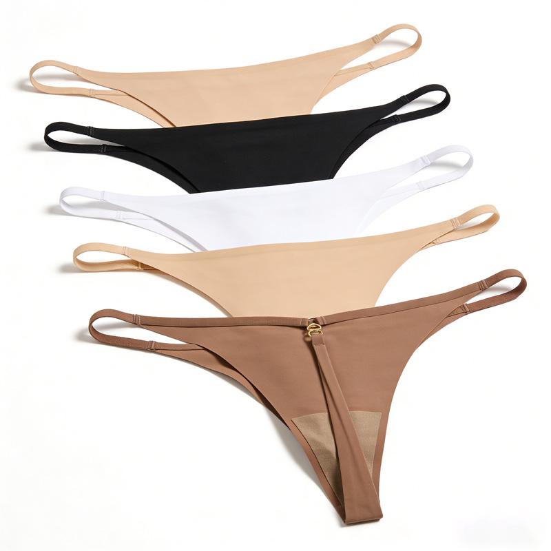 Сексуальные бесшовные стринги из ледяного шелка с низкой посадкой - Женское спортивное фитнес-белье большого размера