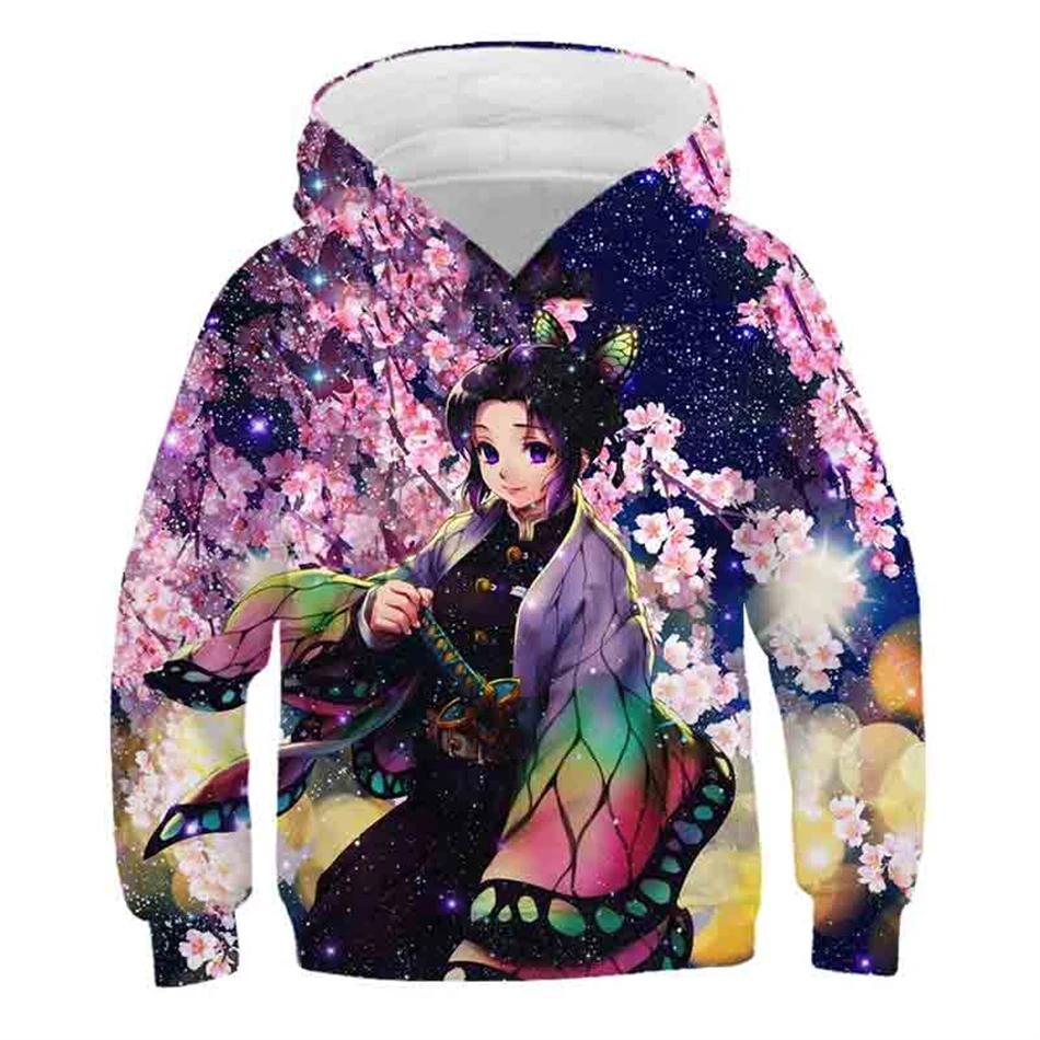 4-13Y Kids Anime Demon Slayer Kimetsu No Yaiba 3D Print Hoodies Boy Girl Harajuku Hooded Sweatshirts Children Tracksuits Clothes