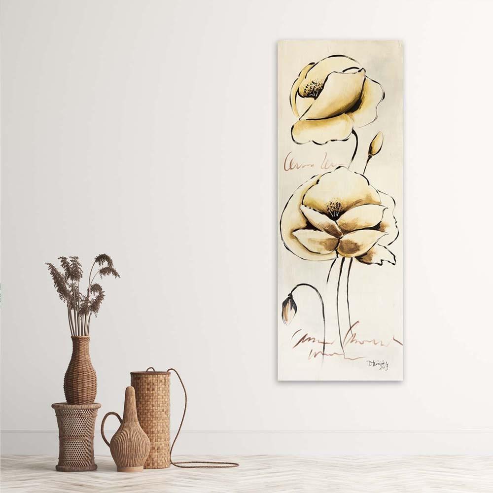 Canvas print, Gold painted flowers