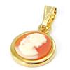 [F6718] - Golden Orange 'Cameo' Gold Plated Pendant - 15 Mm