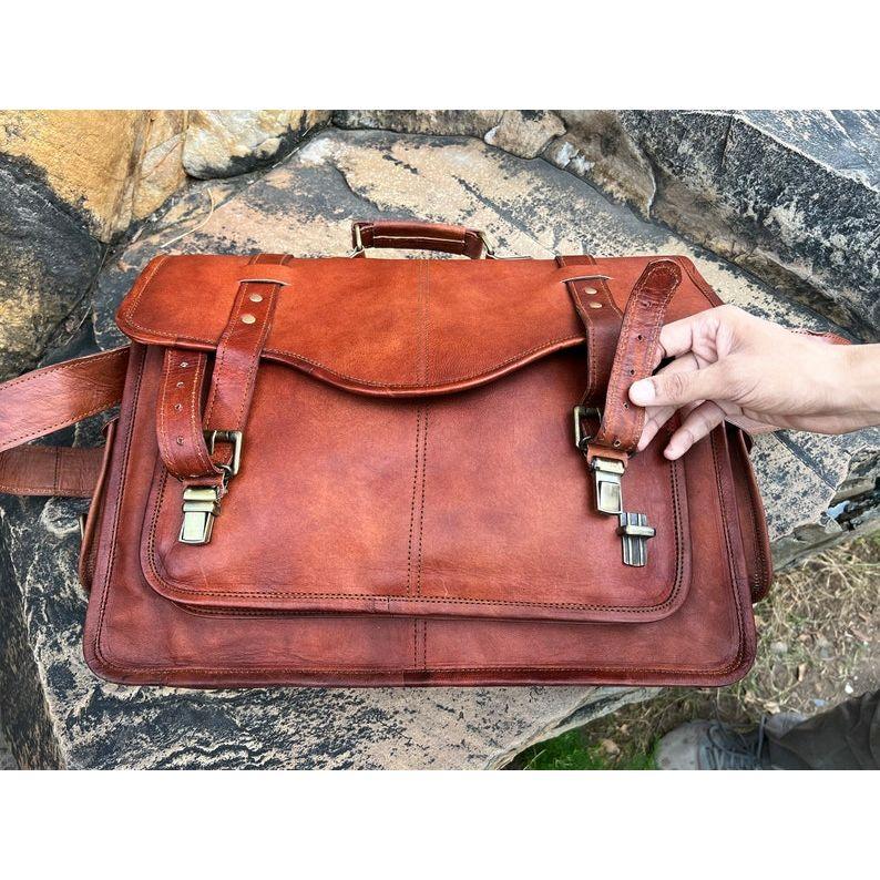 18-дюймовая большая ретро цельнозерновая кожаная сумка-мессенджер для ноутбука из натуральной охотничьей кожи, офисный портфель, сумка для колледжа, портфель для подарка на женский день