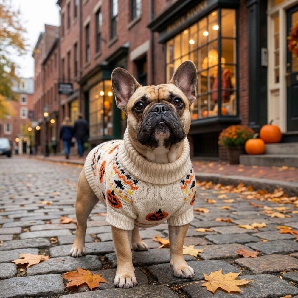 Knitwear Dog Pumpkin Pattern Coat Warm Cat Turtleneck Sweater Knit Pullover Holiday Clothes