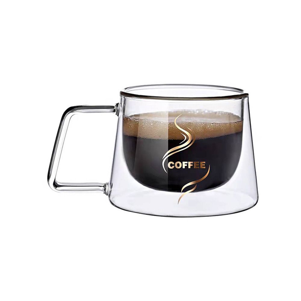200ml Heat Resistant Double Wall Insulated Breakfast Mug with Handle Coffee Tea Cup Double Cup