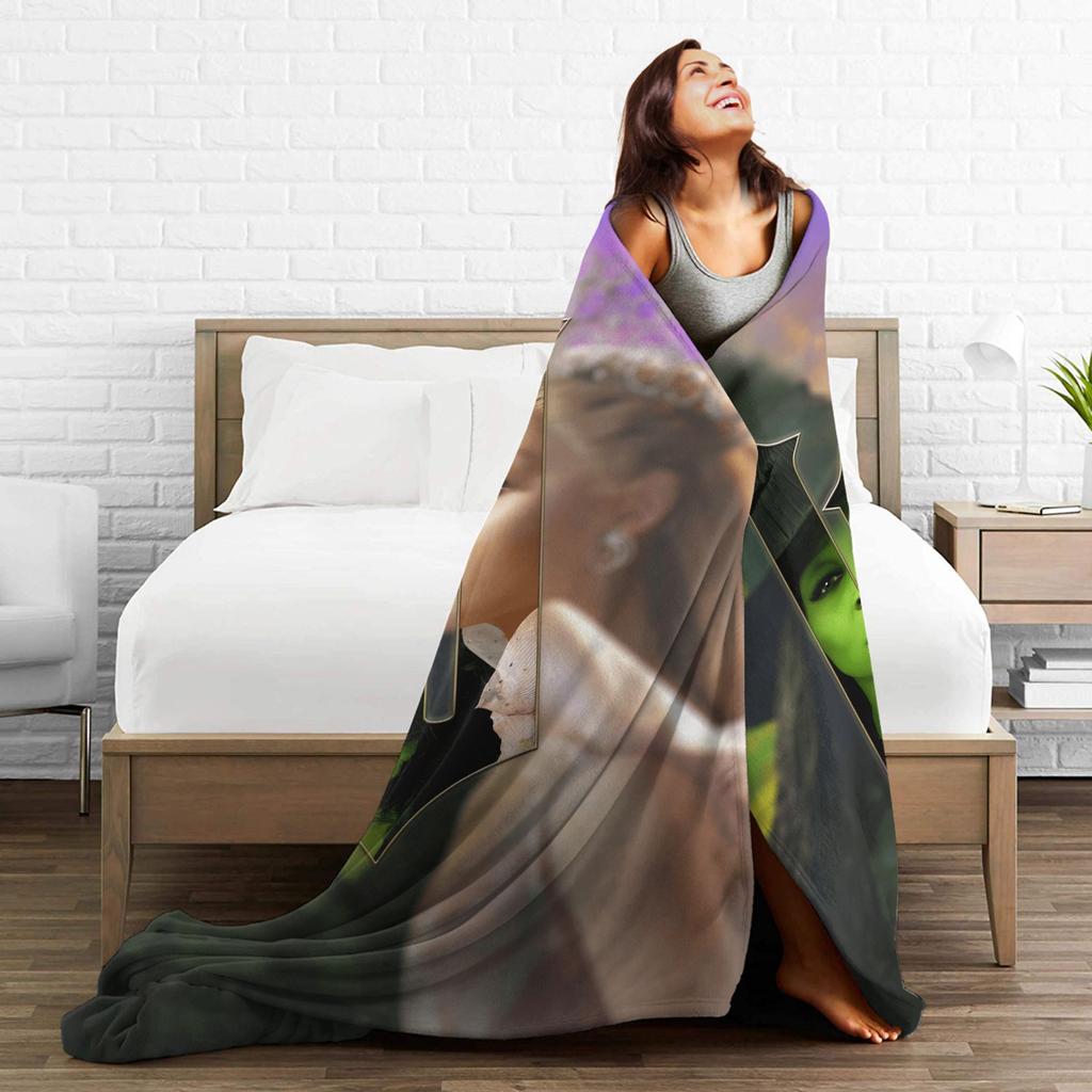 W-Wicked 2 Musical Movie Glinda Elphaba Blanket Warm Soft Street Trend Plush Throw Blanket Flannel Bedspread Bed Cover