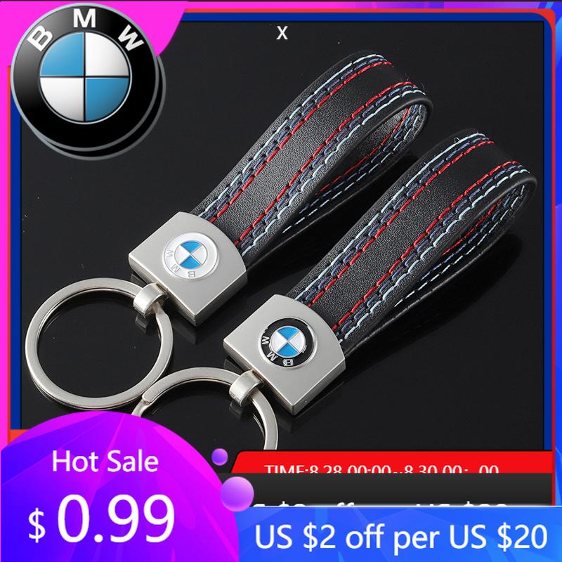 BAGD7 Car Sticker Hot For BMW For BMW 1 2 3 4 5 6 7 Series E30 E38 E39 E46 E60 X6 E70 F30 F32 Car Leather Keychain Key Ring Decorative