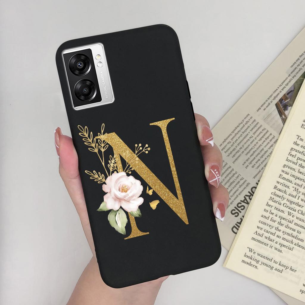 For OPPO A57 4G CPH2387 Cover Flower Letters Soft Silicone Case For OPPO A77 5G Shockproof Shell For Realme V23 5G Fundas Bumper