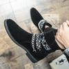 Mens Black Pointed Toe High Top Leather Boots - British Style Casual Formal Shoes