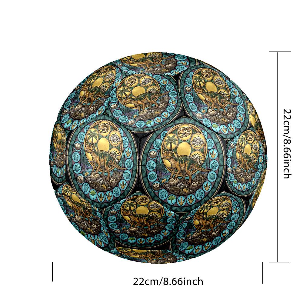 Dinosaur Glass Art Round Football Size 5 Adult Ball Suitable for Training Matches and Outdoor Team.
