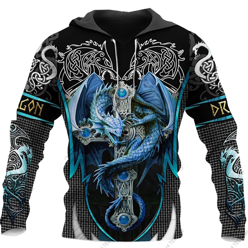 Autumn Winter Long Sleeve Tattoo Dragon 3D Printed Men Hooded Hoodies Sweatshirt Unisex Streetwear Pullover Casual Tracksuits