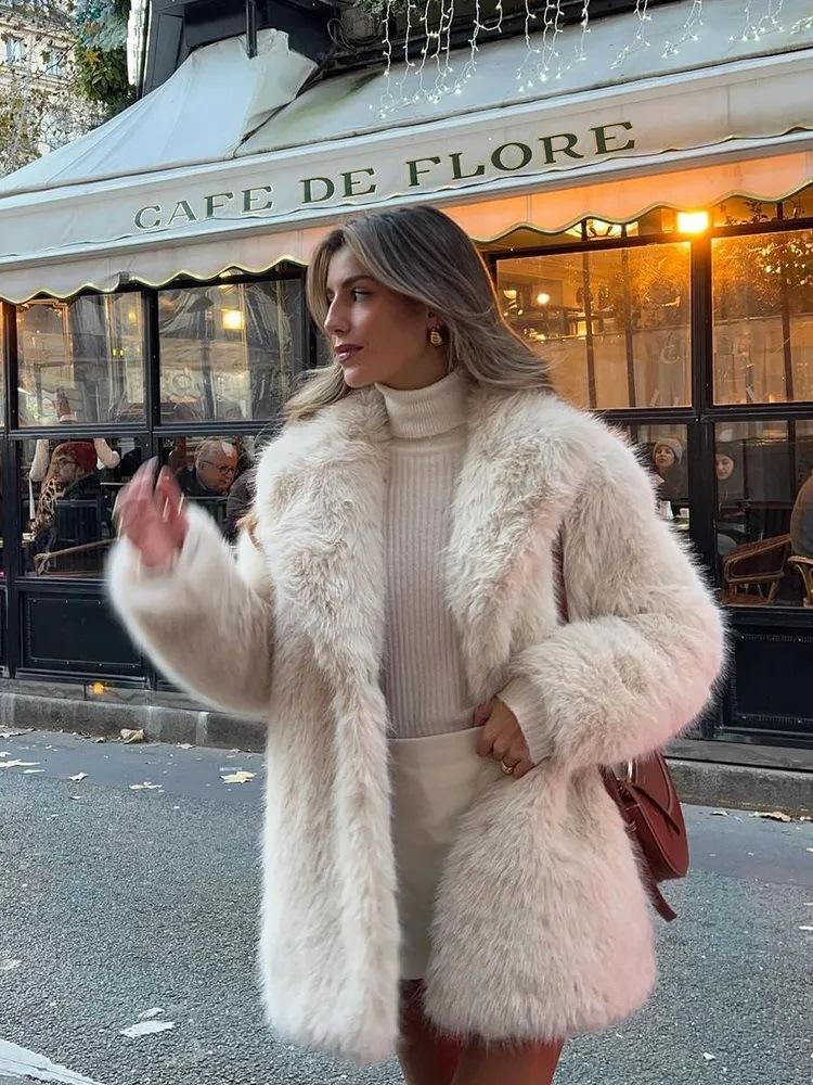 Ins wind fox fur jacket women's autumn and winter thickened imitation fur coat fashionable medium and long furry environmentally friendly fur
