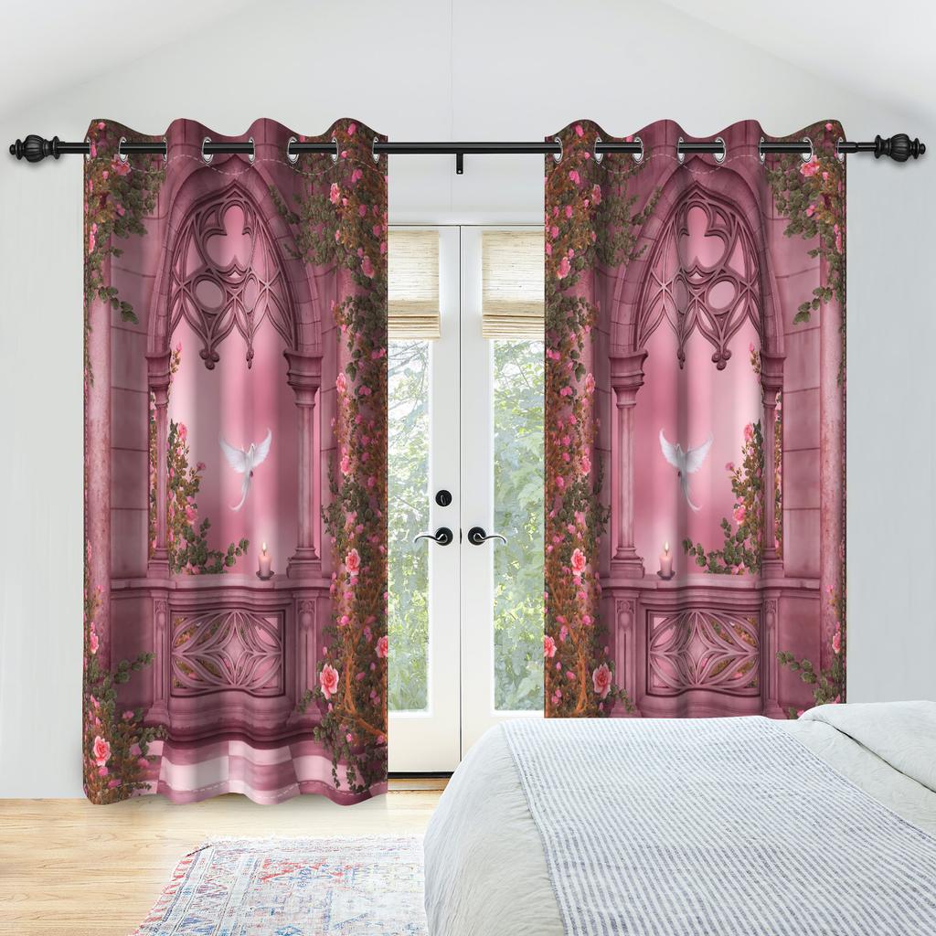 2 шт./набор Ужас Хэллоуин Оконная занавеска Ночные ворота Скелет Декор для дома Спальни Гостиной Затемняющие занавески из полиэстеровой ткани