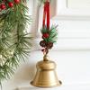 Christmas Bell Hanging Ornaments Rustic Metal Bell Decoration with Artificial Pine