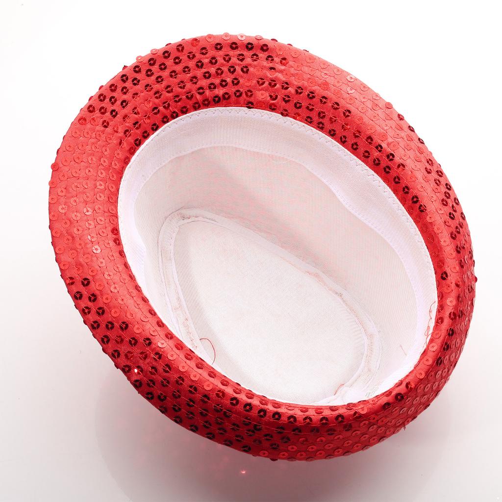 Boys Glittery Dance Vest Sleeveless V Neck Sequin Buttons Vest Set with Hat Bowtie for Jazz Stage Performances