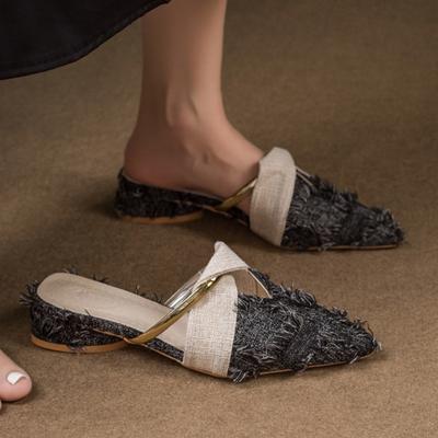 Модные летние новые женские тапочки, сексуальные туфли на каблуке с острым носком, модные туфли-мюли, дизайнерские 2025, женские сандалии, массивные туфли-лодочки, сандалии