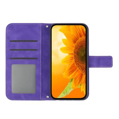 HT04 Чехол для Xiaomi 14T Pro, кожаный кошелек с отпечатком подсолнуха, чехол-обложка для телефона с ремешком на запястье