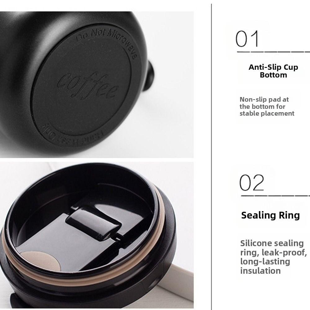Stainless Steel Coffee Cup Solid-color Water Bottle Drinkware Insulated Cup  Hot Cold Drinks