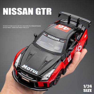 2024 Новая имитация 1/24 Масштаб Nissan GTR Модель суперкара Литой металлический миниатюрный автомобиль Коллекция игрушечных транспортных средств Подарок для мальчика Домашний декор