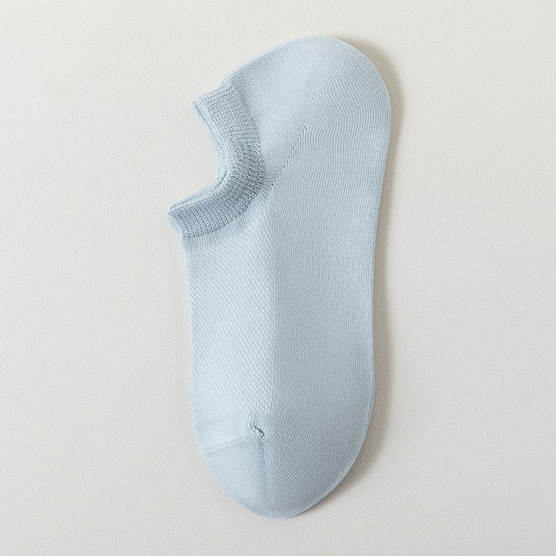 Женские летние тонкие сетчатые однотонные дышащие влагоотводящие антибактериальные дезодорирующие короткие носки-лодочки