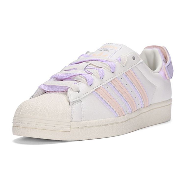 Adidas Originals Superstar Classic Trendy Casual Durable Low-Top Skate Shoes Women Sneaker White Purple Pink H03727